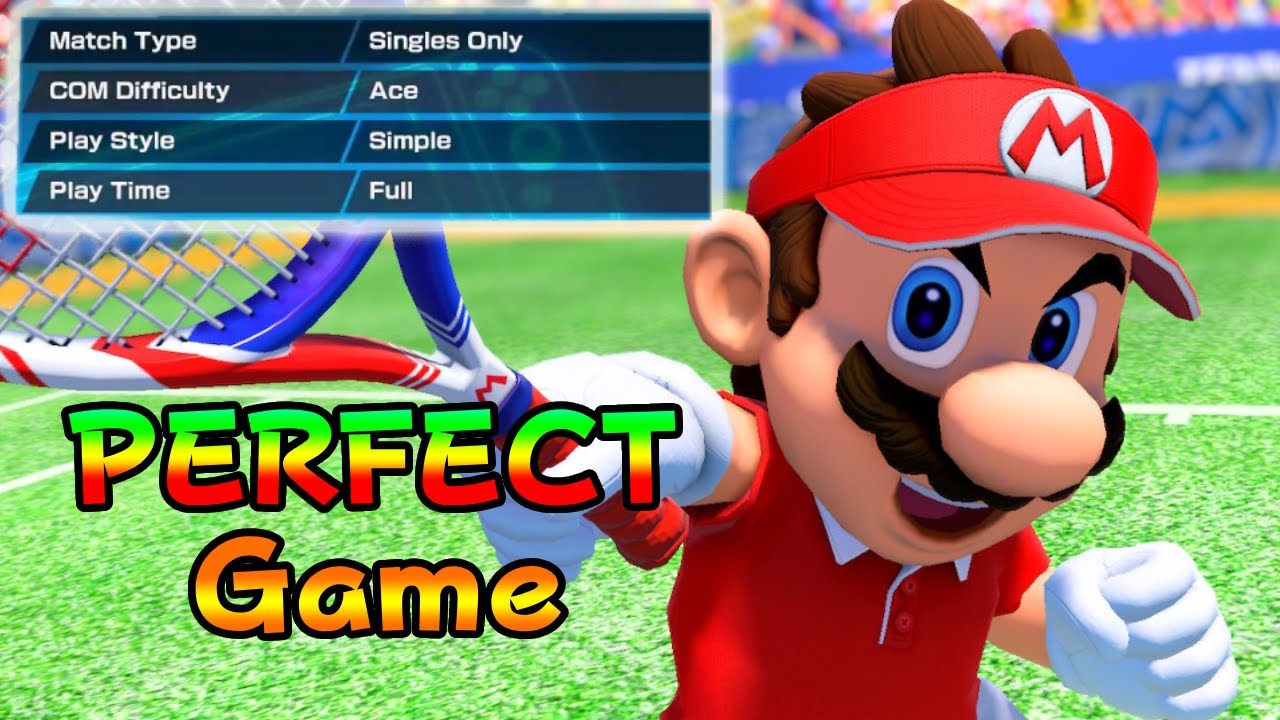 Mario Tennis Aces - (Mario) Vs. ACE Computer Difficulty / Simple Mode / 6-game, 1-set (PERFERT GAME)