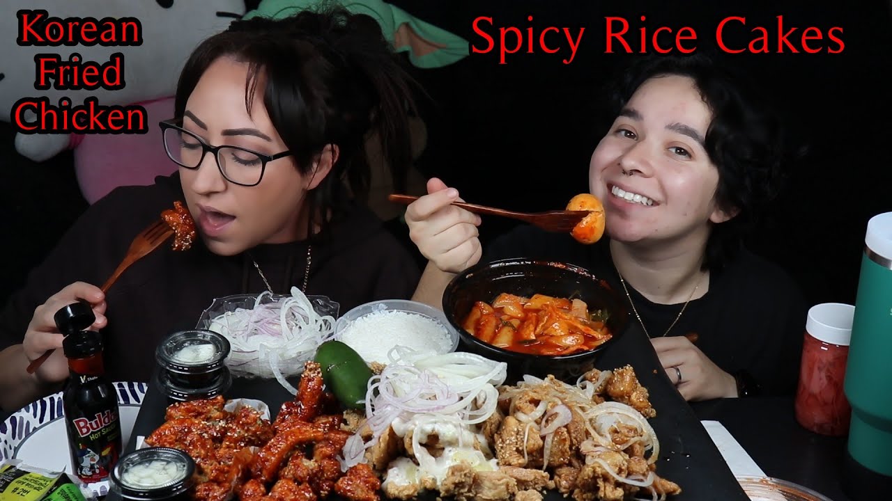 KOREAN FRIED CHICKEN AND SPICY RICE CAKES MUKBANG