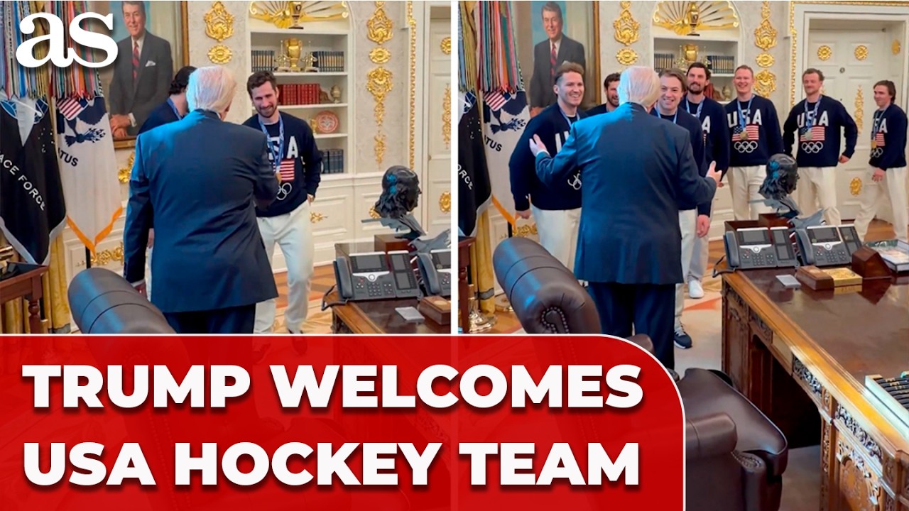 Trump welcomes USA HOCKEY TEAM to White House after Winter Olympics GOLD MEDAL WIN