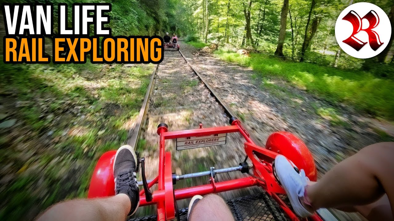 Van Life | Exploring An Old Railroad On A Pedal Powered Rail Cart