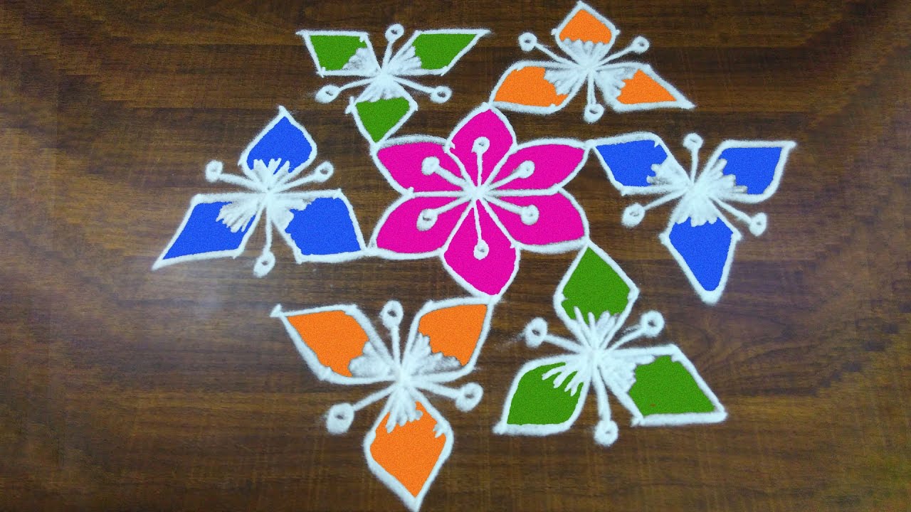 #300 - Rangoli Artl | Easy Rangoli Designs with 9 to 5 interlaced dots Kolam Design