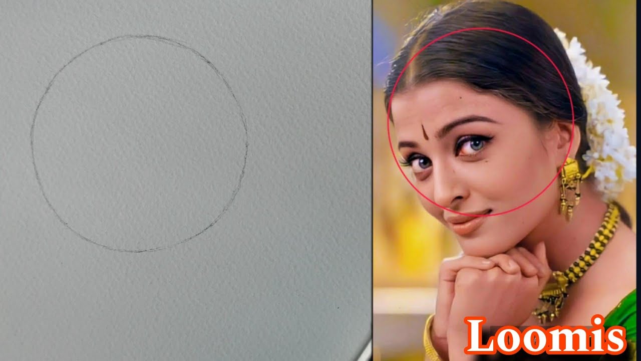 Capturing Elegance: A Portrait Study of Aishwarya Rai Using The Loomis Method ! Durgapaintingstudio