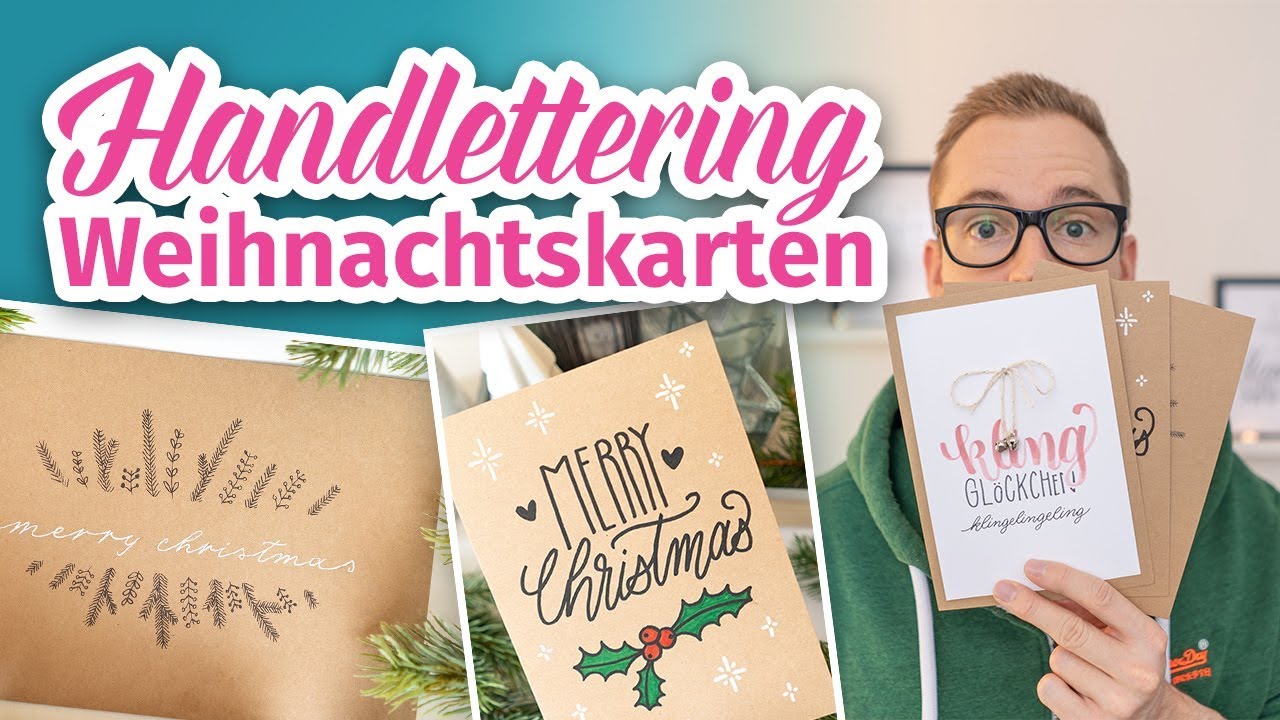 Handlettering Weihnachtskarten mit Kraftpapier (3 Varianten!)