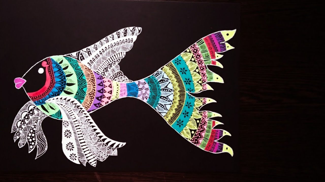 || Colourful Fish Mandala Art For Beginners || Step By Step || Doodle Art || Zentangle Art ||