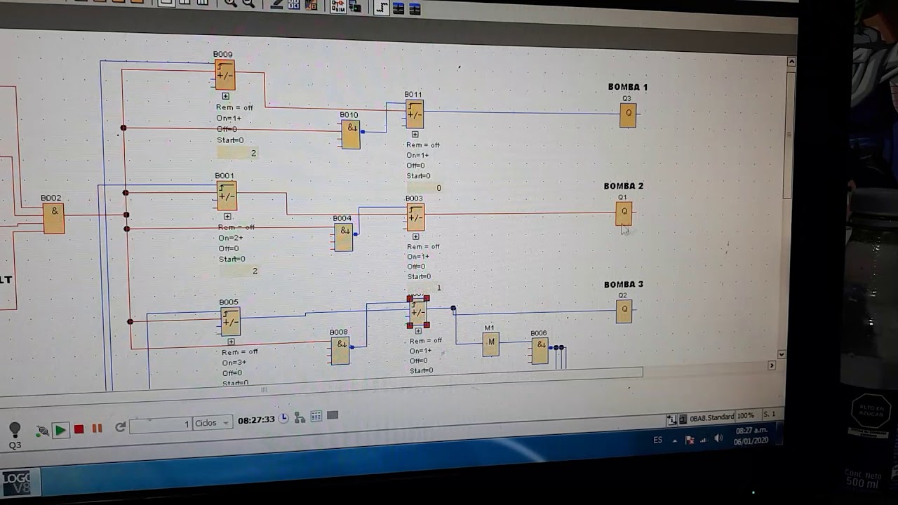 Programa de alternador de 3 bombas con plc logo
