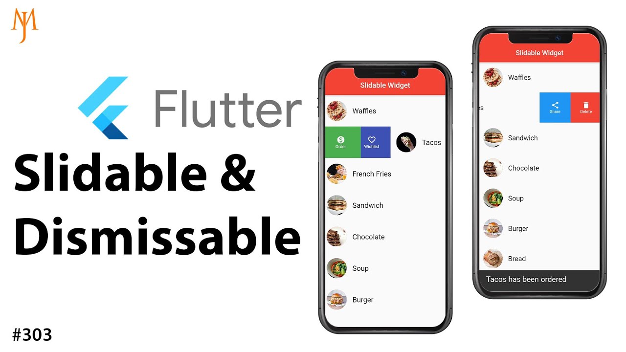 Flutter Tutorial - Slidable & Dismissable In ListView | Swipe To Dismiss