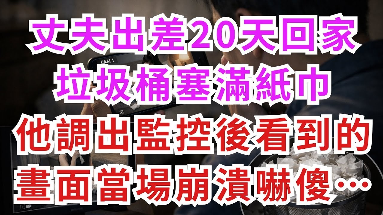 深夜淺談 丈夫出差20天回家，垃圾桶塞滿紙巾，他調出監控後看到的畫面，當場崩潰嚇傻…#淺談人生#民間故事#孝顺#儿女#讀書#養生#深夜淺讀#情感故事#房产#晚年哲理#中老年心語#養老#故事