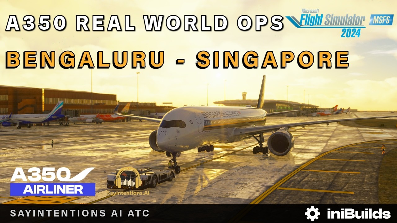 MSFS 2024 IniBuilds A350 Bengaluru VOBL ✈︎ Singapore Changi WSSS Real World Ops SayIntentions AI ATC