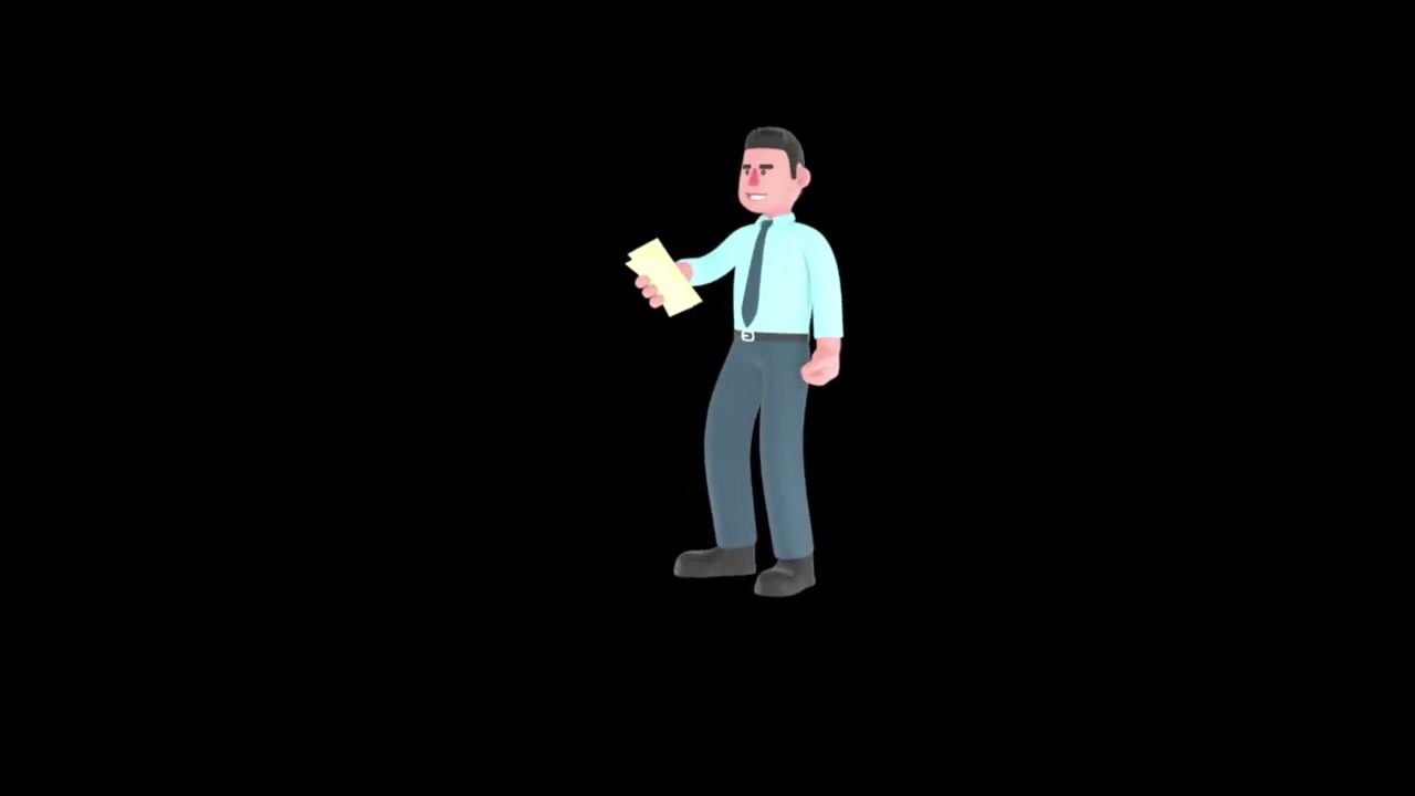 3D Cartoon Financial Analyst Turntable | Paper Presentation Confident Pose