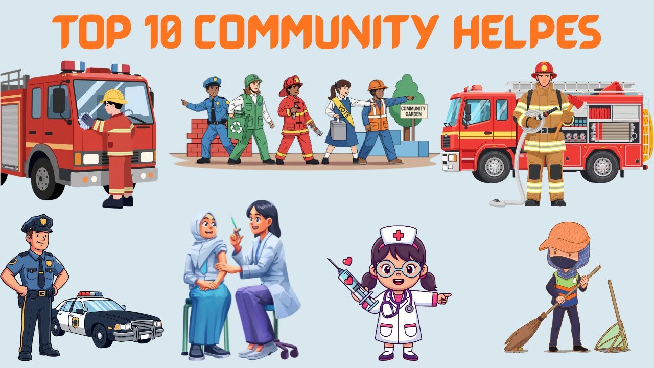 Community Helpers for Kids 👩‍🚒👮‍♂️ Learn Jobs & Occupations Preschool Vocabulary Learning Fun & Easy