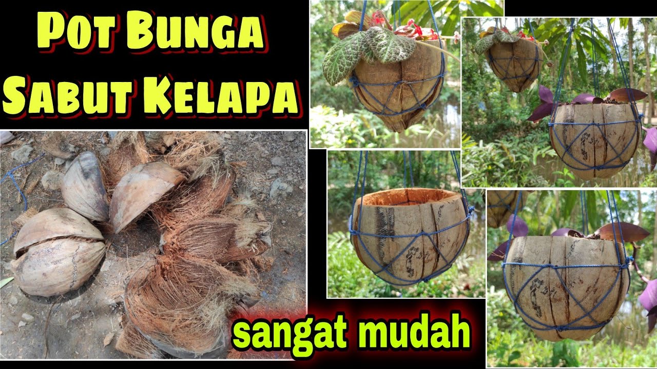 Membuat Pot Bunga Gantung dari Sabut Kelapa mudah || Kerajinan dari Sabut Kelapa