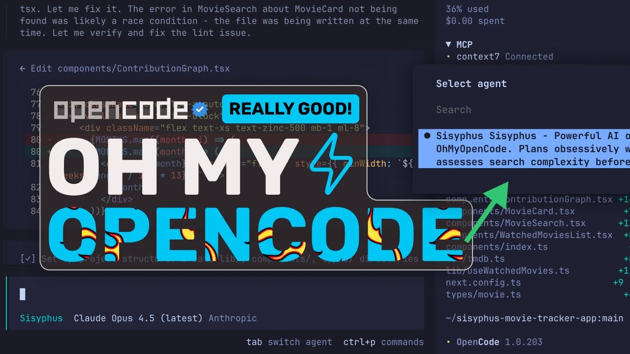 О, мой OpenCode (5 супер-конфигураций агентов/MCP/подсказок): это превращает OpenCode в настоящег...