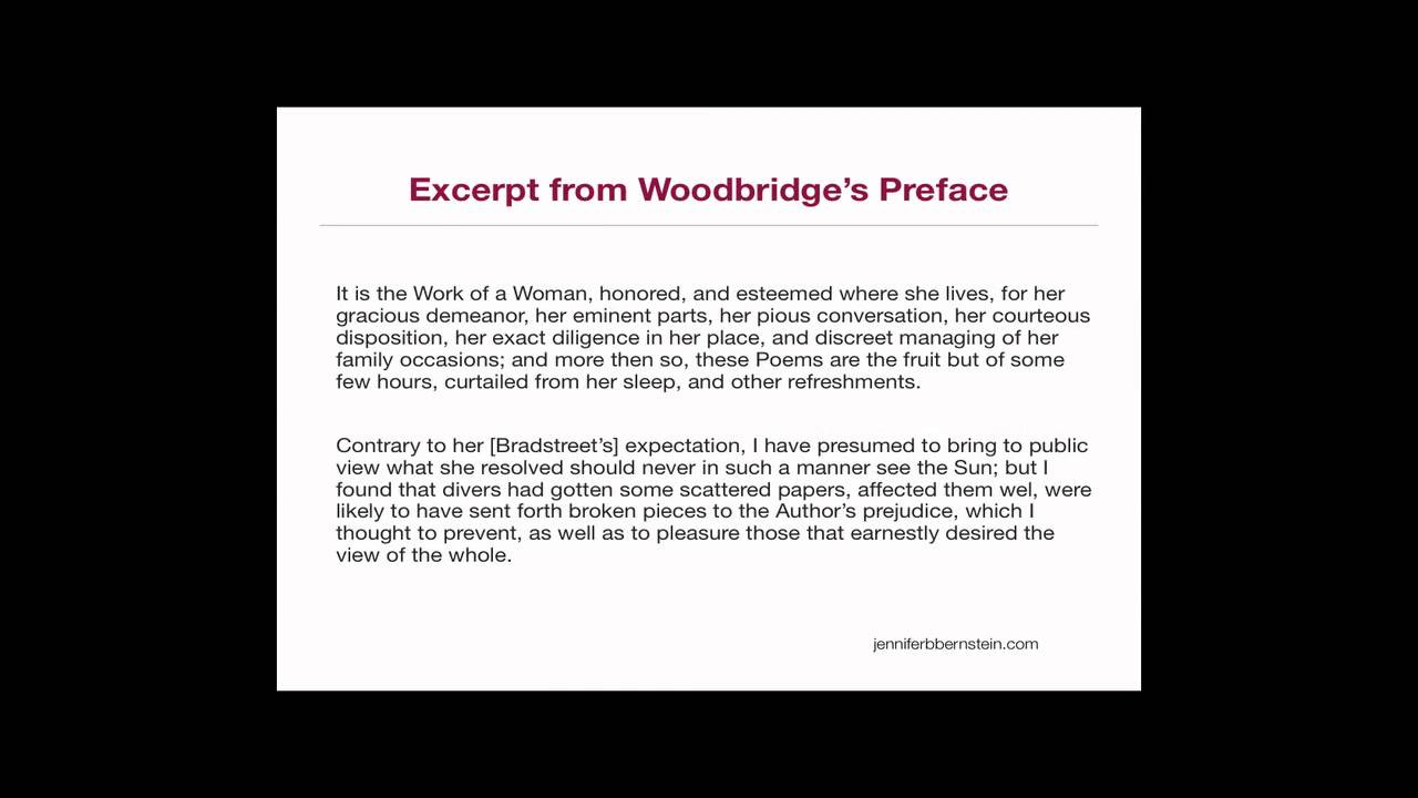Intro to Anne Bradstreet's 