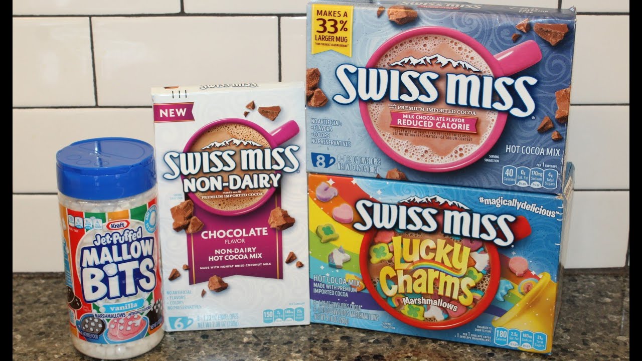 Kraft Jet-Puffed Mallow Bits,Swiss Miss Hot Cocoa NonDairy,Reduced Calorie,Lucky Charms Marshmallows