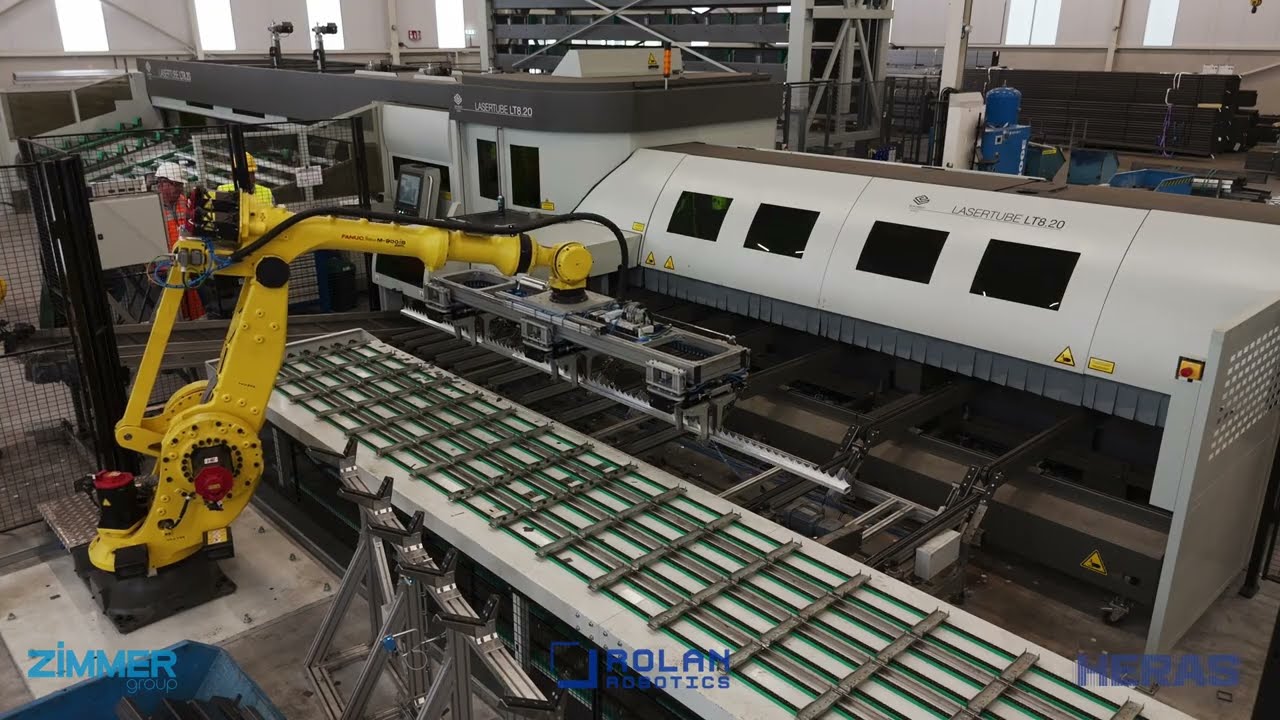 Unloading tube laser cutting machine #metal #robot #gantry #fanuc #handling #unloading #sorting