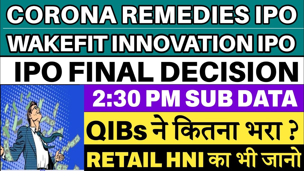 IPO Final Decision 🔥 Corona Remedies IPO Day 3 Subscription Status | Wakefit Innovation IPO 