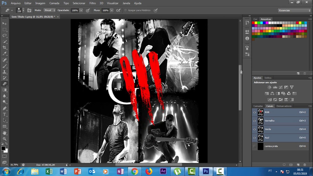 video aula  Photoshop para Serigrafia divisão de cores  ( simulado 3 cores )