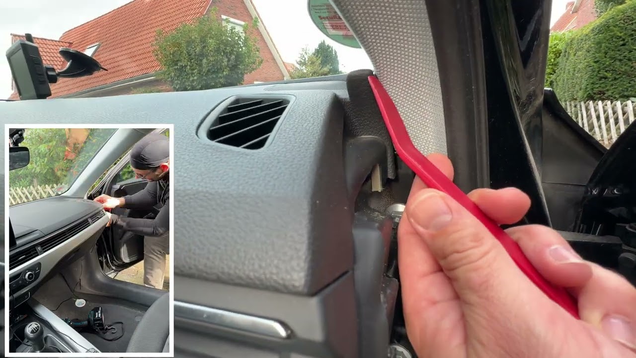 PKW Dashcam Kabel im Interieur unsichtbar unter der Verkleidung verlegen Audi A4/S4 Anleitung