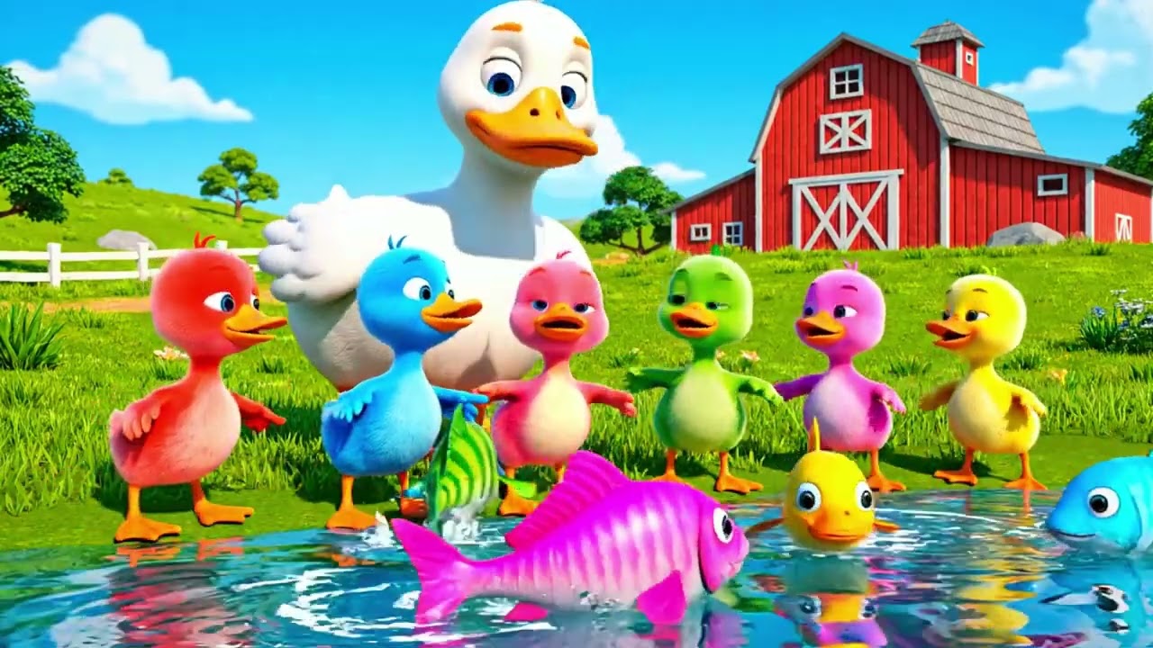 5 Little Ducks | Cheerful 3D Animated Nursery Rhyme Song for Kids and Toddlers