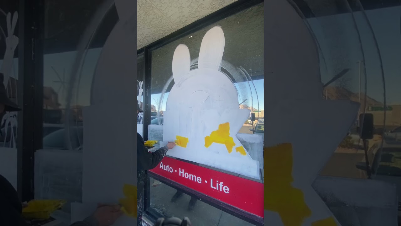 How to paint Bad Bunny Super Bowl window painting 