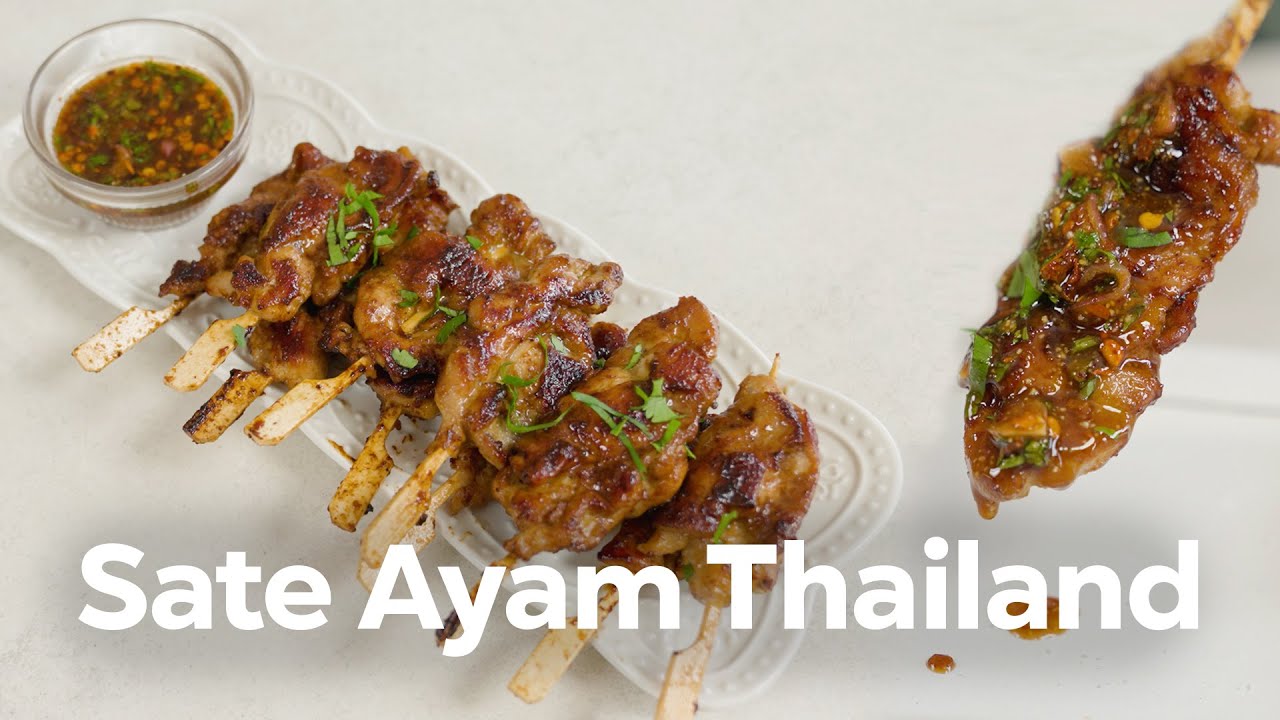 HALAL ! RESEP SATE AYAM THAILAND ALA STREET FOOD ! (MOO PING)
