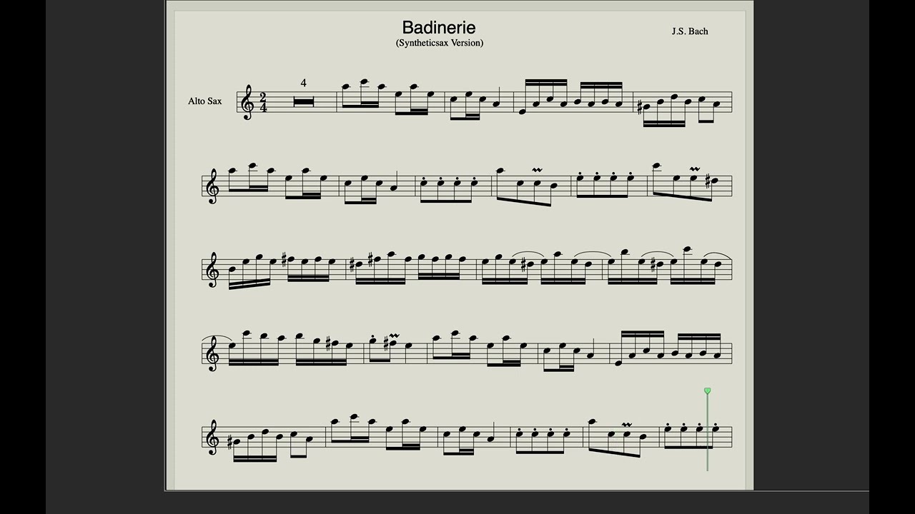 Bach - Badinerie (Sheet Music for Saxophone Alto) Cmoll version