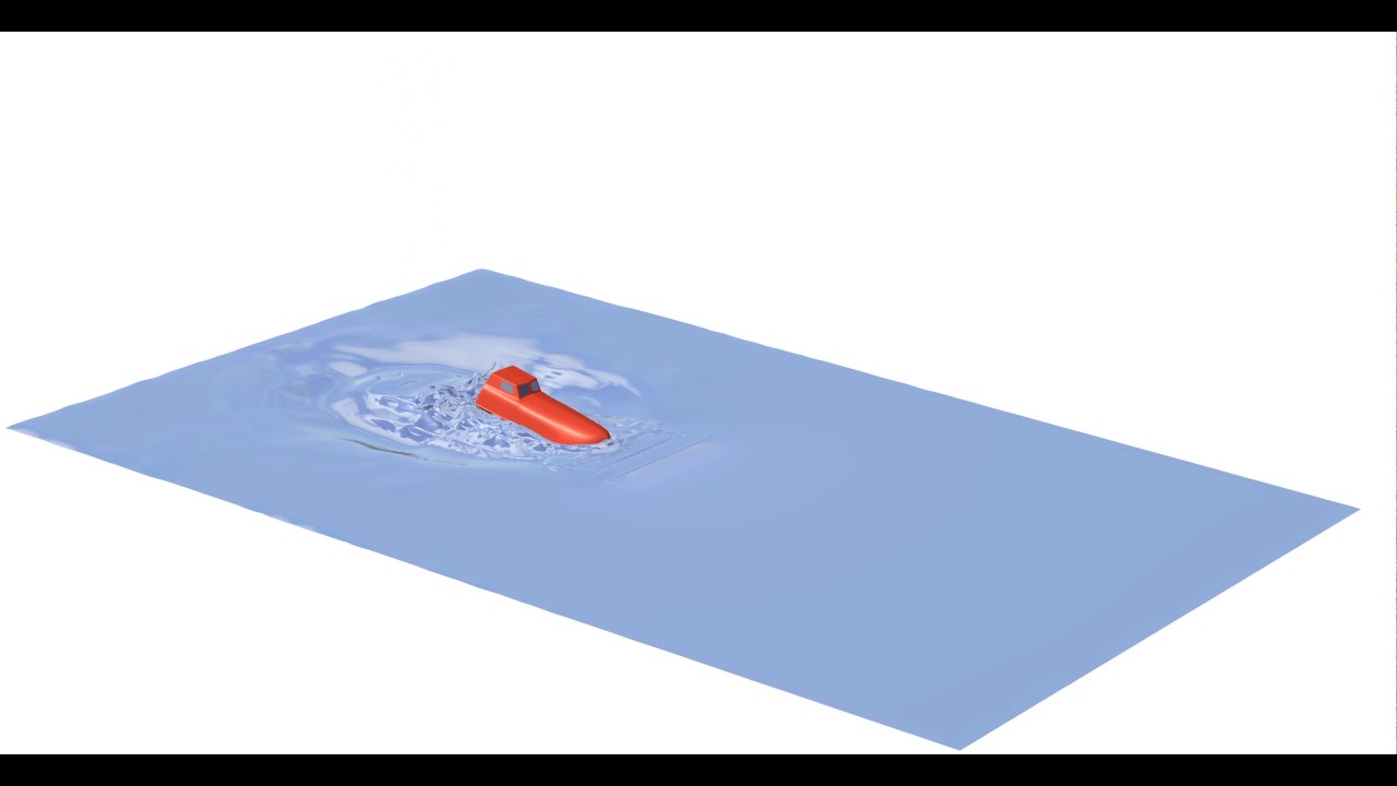 NUMECA - Lifeboat drop simulation with FINE&trade;/Marine - 3D view
