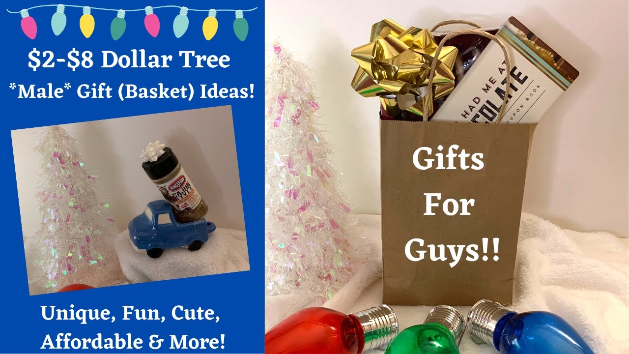 *Must See* $2-$8 Dollar Tree Gift (Basket) Ideas for Guys - #giftbasketideas #christmas   #mustwatch