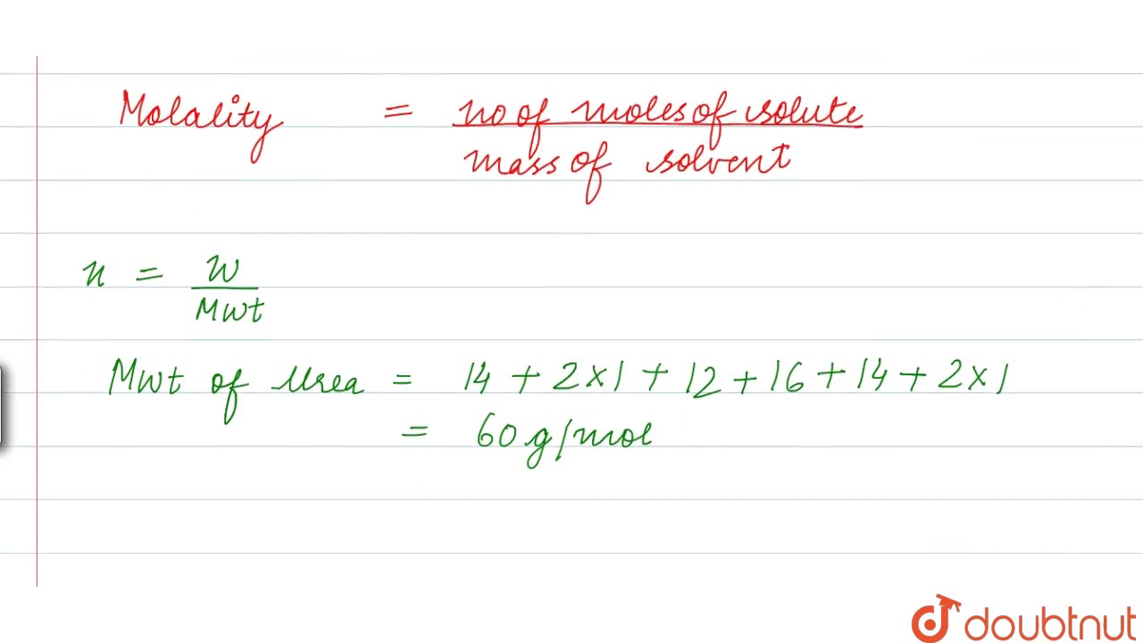 Calculate the mass of urea `(NH_(2)CONH_(2))` required in making `2.5 kg `of `0.25 `molal aqueou...