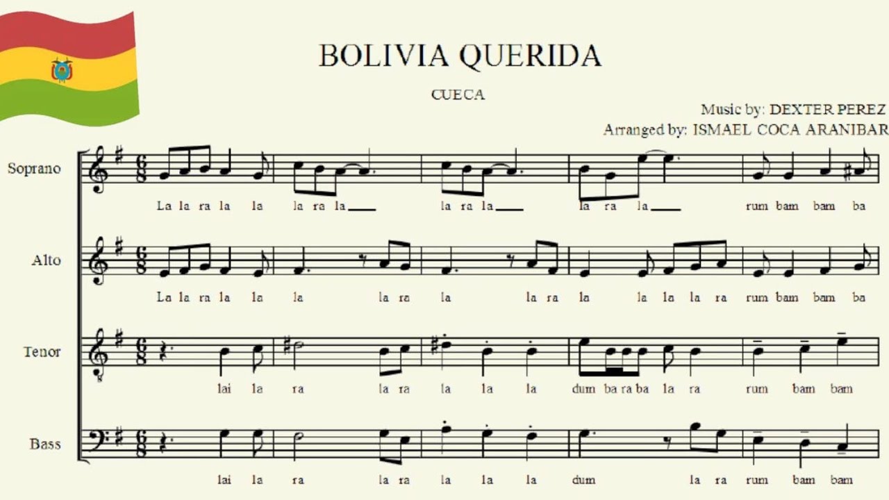 Bolivia Querida - Cueca a 4 voces (SATB) Partitura reproducida en PC