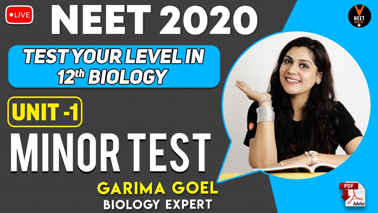 NEET Biology MCQ | Test your Biology Class 12 Unit 1 | Crash Course NEET 2020 Preparation | G.Goel