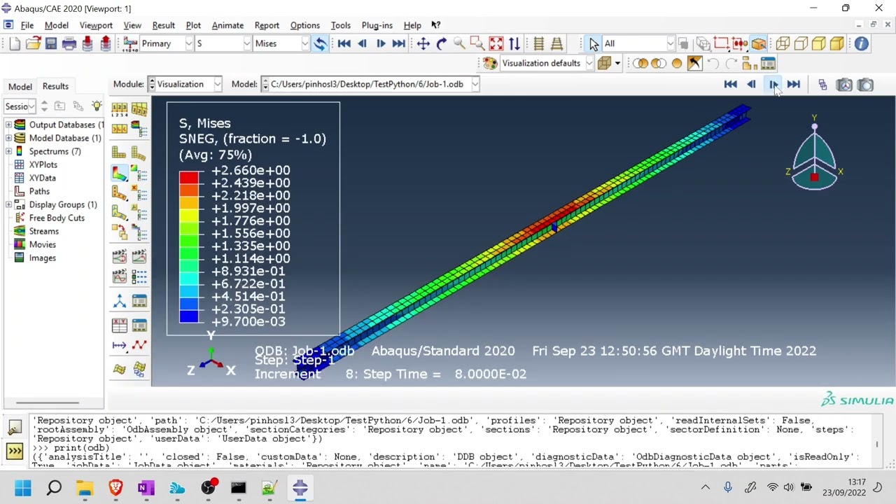 Python for Abaqus - 1.4: Post-Processing - SS I-beams