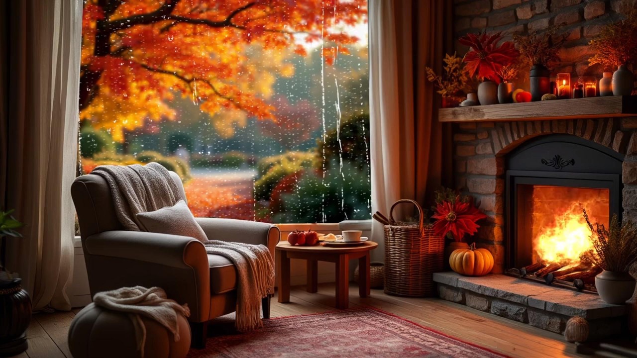 Fireplace Rain Sounds – 5 Stunden Kaminfeuer, Regen am Fenster & heulender Wind  Pure AI ASMR