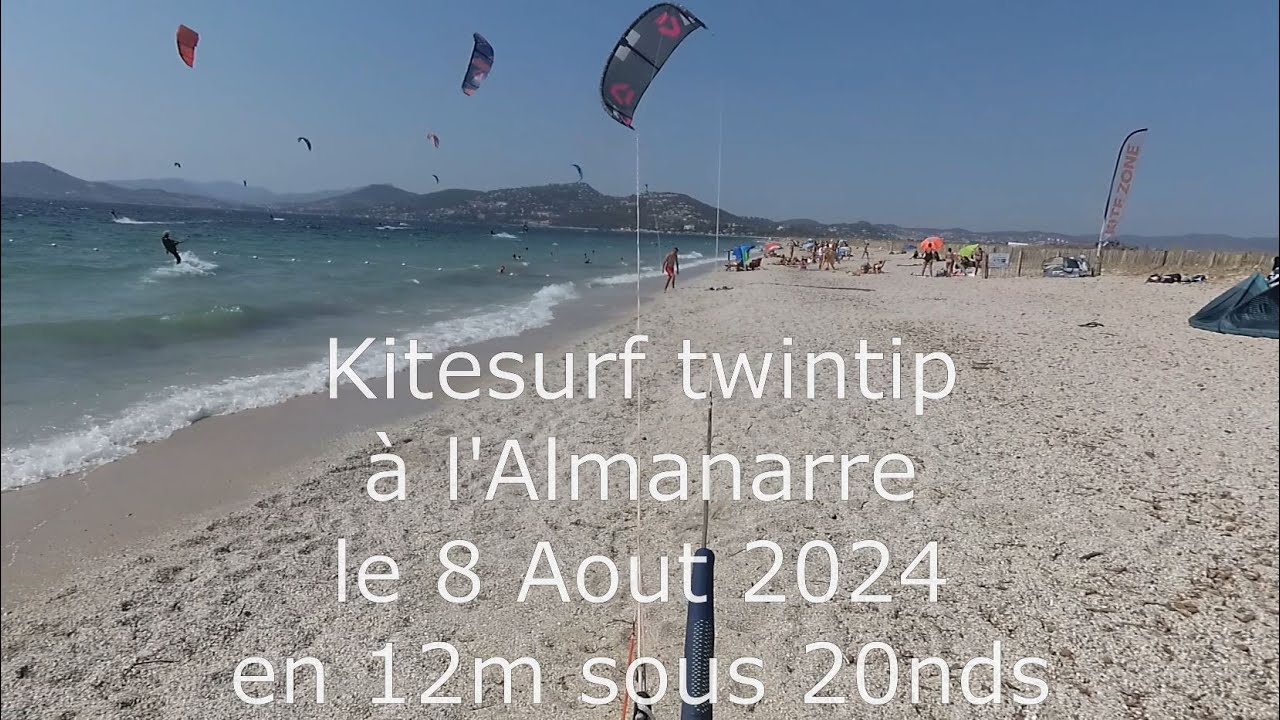 Kitesurf Twintip à l'Almanarre en 12m sous 20nds le 08 08 2024