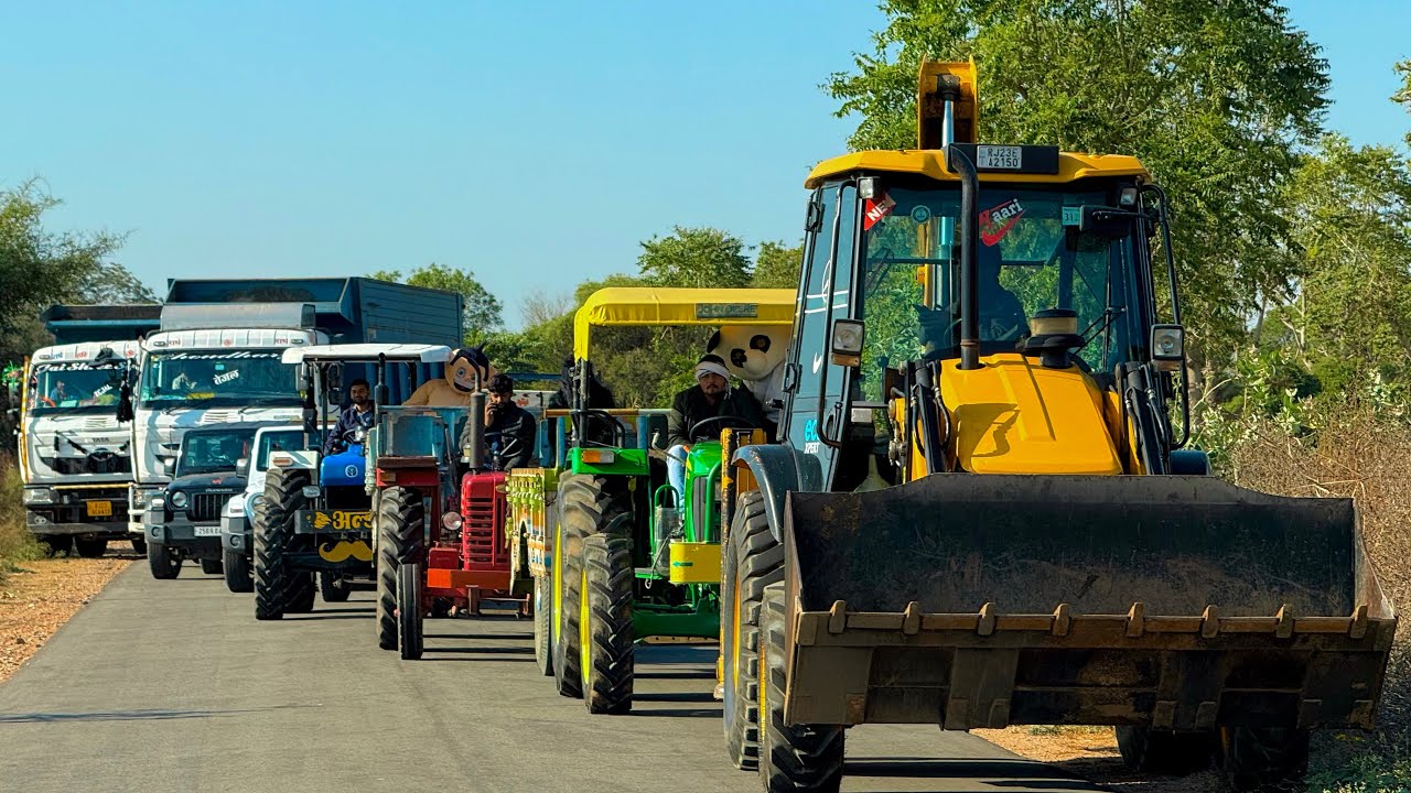 Jcb 3dx loading Mud in TATA Tippers Tractors Swaraj 855F New Holland 3630 Tractor 4x4 Thar Truck 