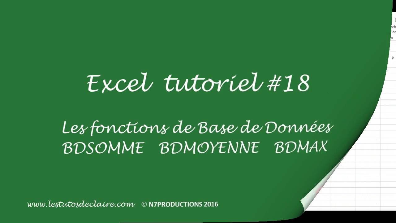 EXCEL Tuto #18: BDSOMME BDMAX BDMOYENNE