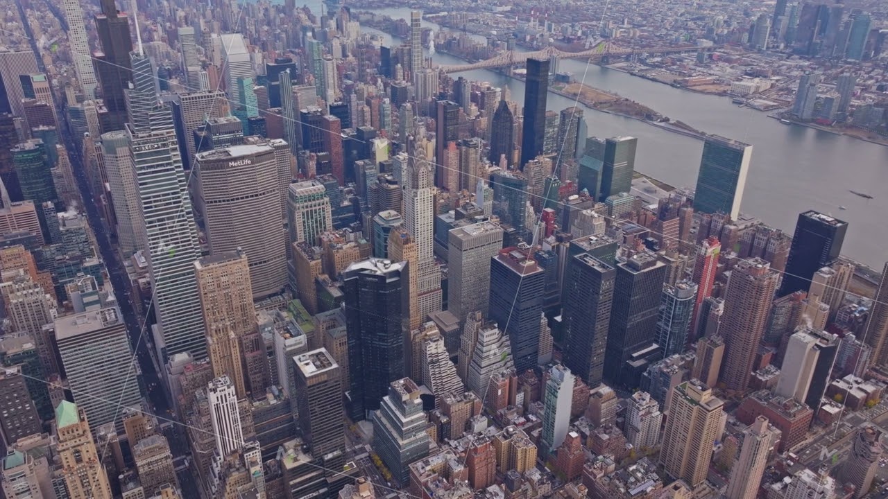 High rise buildings including 200 Park Avenue and Chrysler Building crowd Midtown Manhattan, New