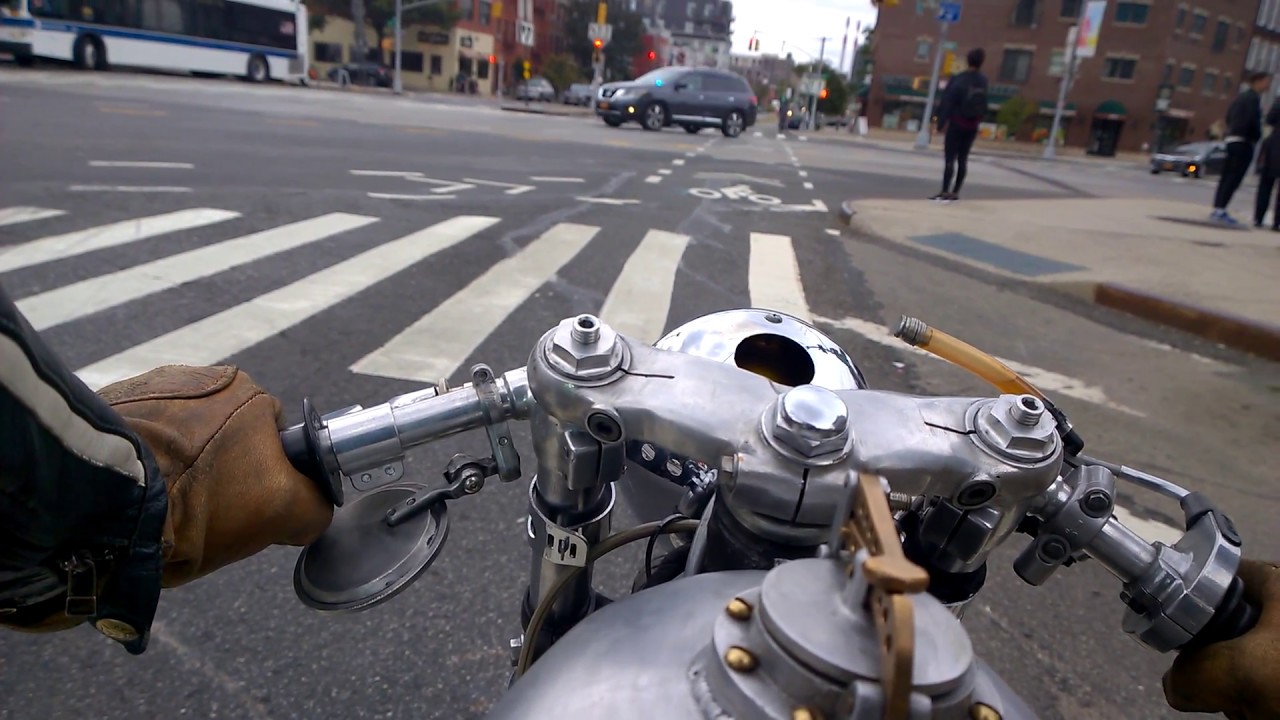 Riding CB750 Racebike in NYC - CR750 Exhaust