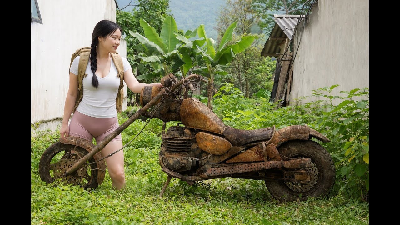 Girl Restores a 1975 Harley-Davidson Chopper Left Abandoned for 30 Years