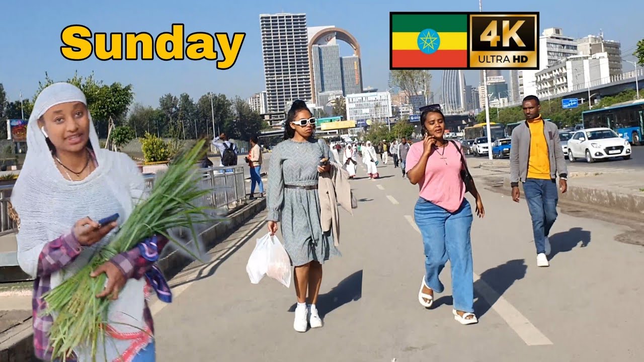 Sunday Vibes on the street of Addis Ababa , 🇪🇹 Addis Ababa walking Tour 2023