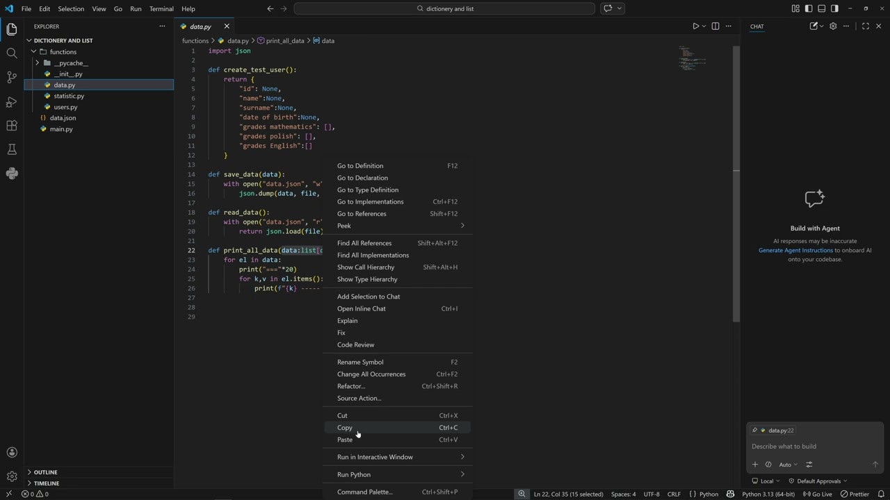 Podstawa Python - 10 - Dictionary and Lists Project