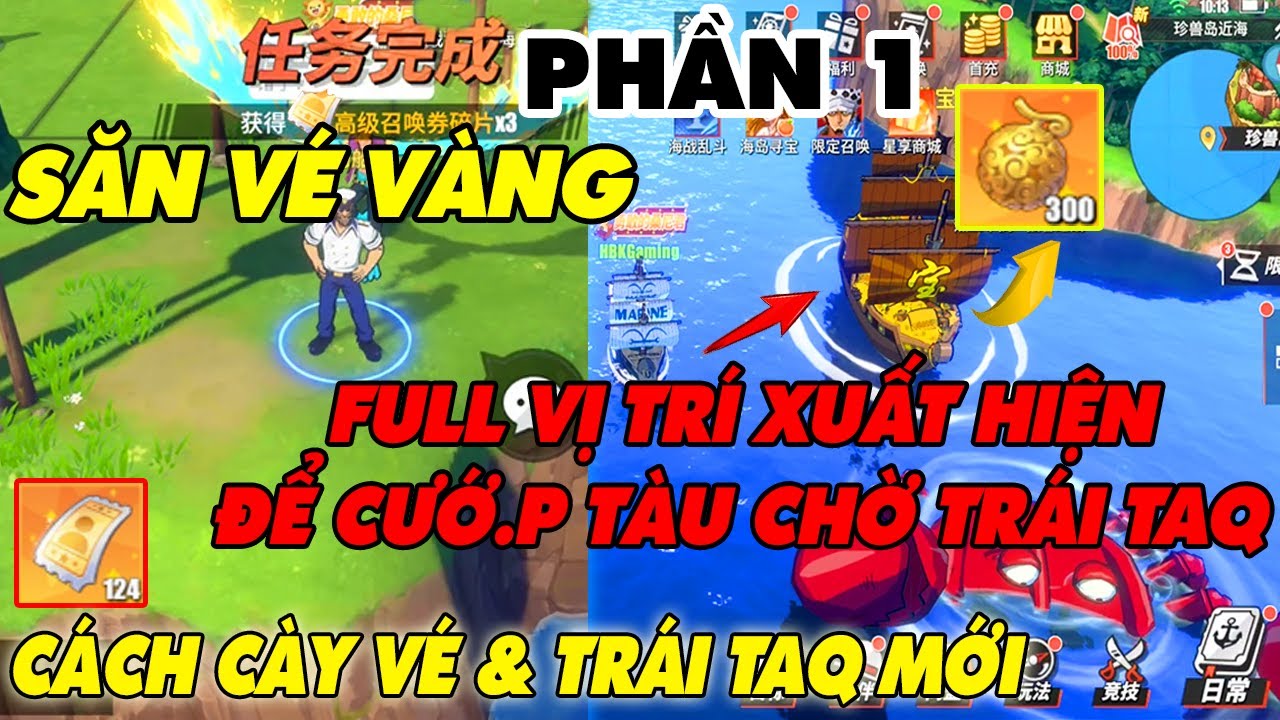 Truy Tìm Vé Vàng Miễn Phí BÍ MẬT Và Các Vị Trí XUẤT HIỆN TÀU Chở Kho Báu - One Piece Fighting Path