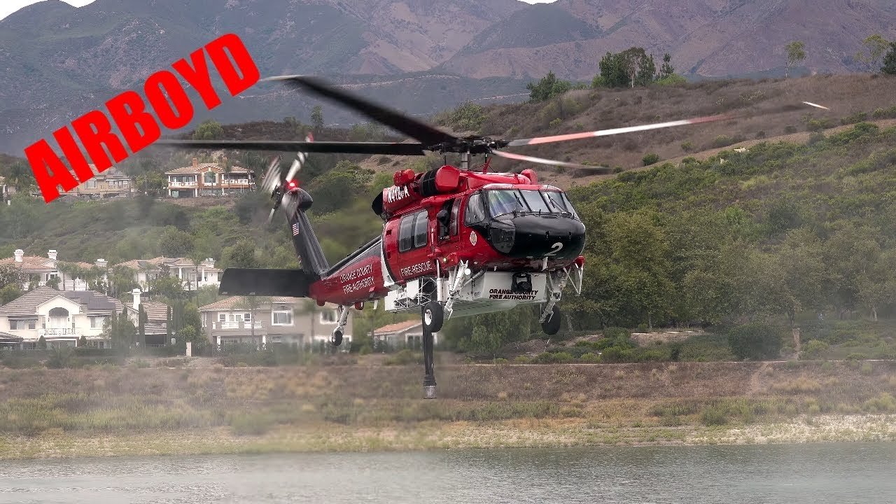 OCFA Firehawk Blowing Rotor Wash Water Over The Crowd • Upper Oso Reservoir