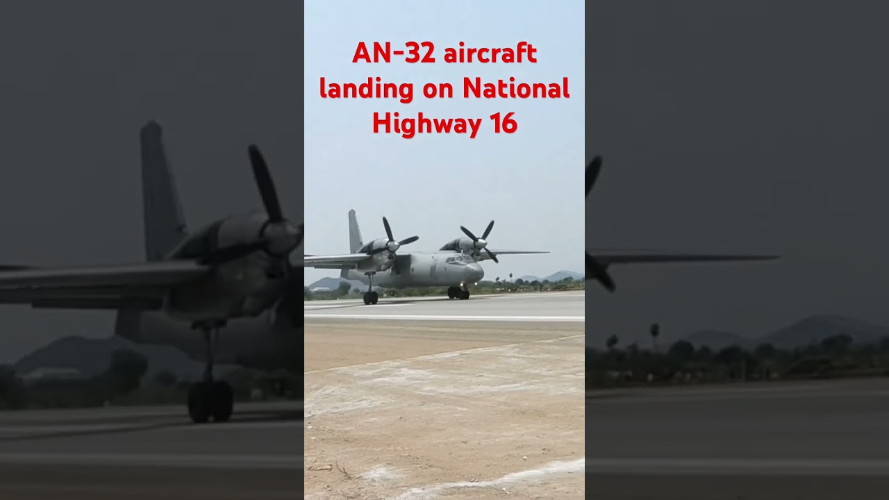 AN-32 aircraft landing on NH 16 in Andhra Pradesh #viral #youtubeshorts #shortsvideo