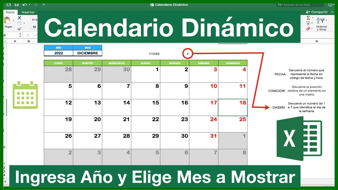 CALENDARIO Perpetuo en Excel sin MACROS   Tutorial para Calendario Dinámico en |EXCEL 2016 E27|