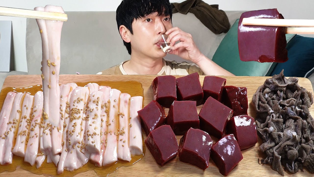 Сырая печень, говяжий позвоночник! Это вкусно MUKBANG REALSOUND ASMR EATINGSHOW