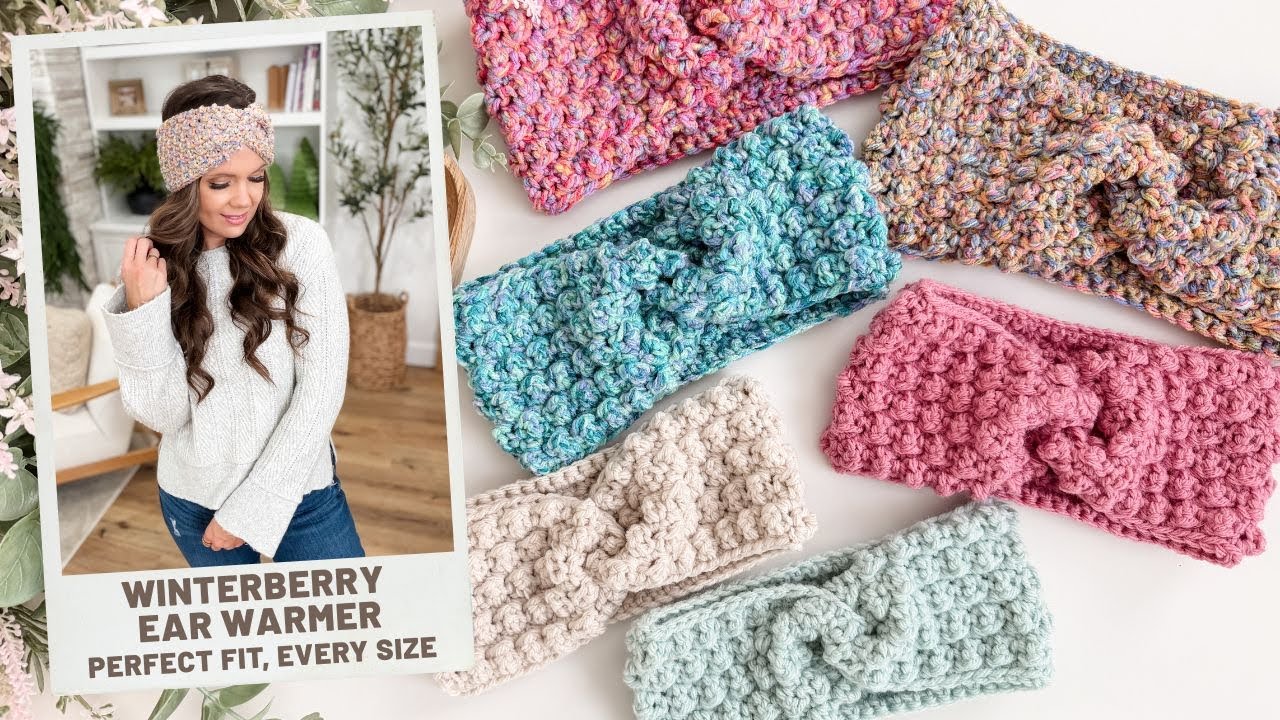 Easy Winterberry Ear Warmer Crochet Pattern Tutorial