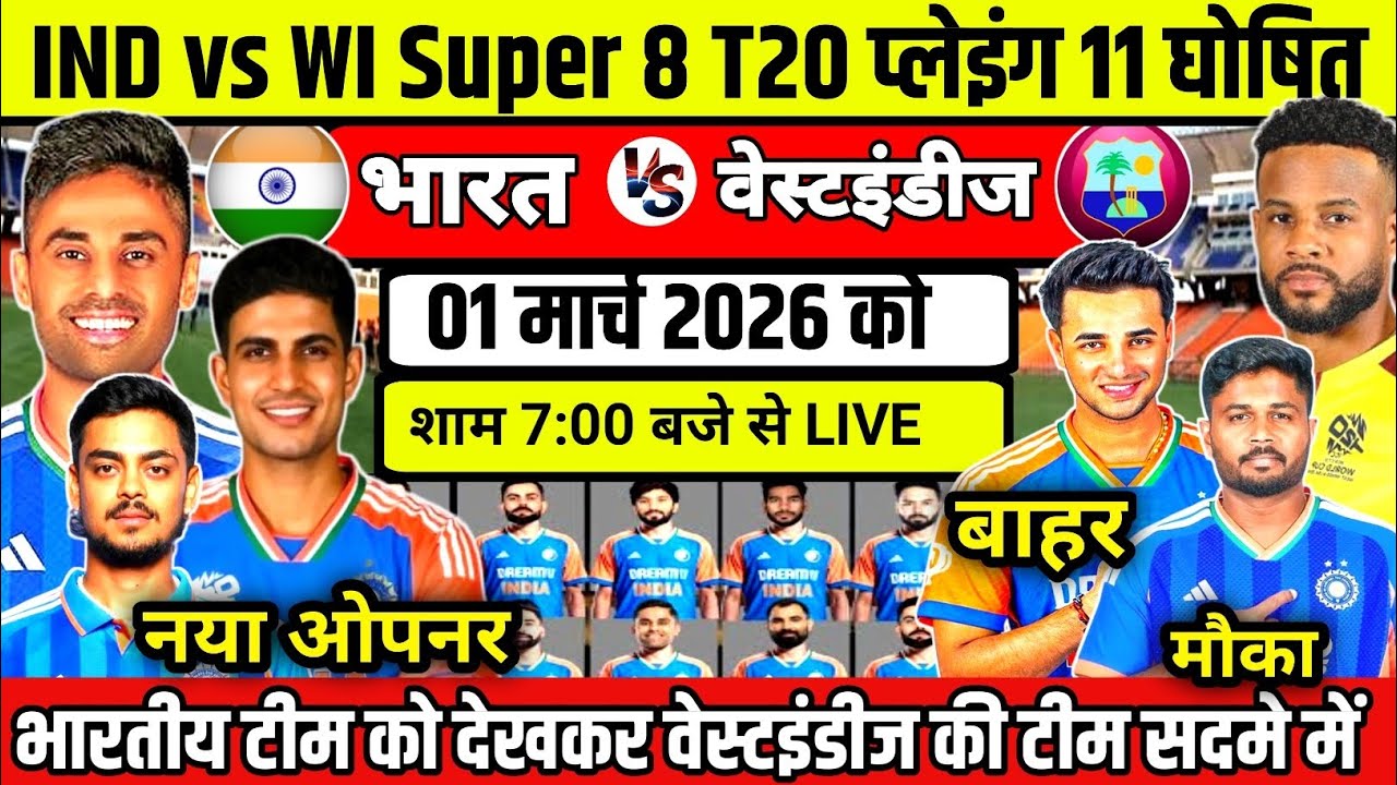 World Cup 2026: IND VS WI Playing 11 | IND VS WI T20 प्लेइंग 11, सूर्या😡की खूंखार टीम