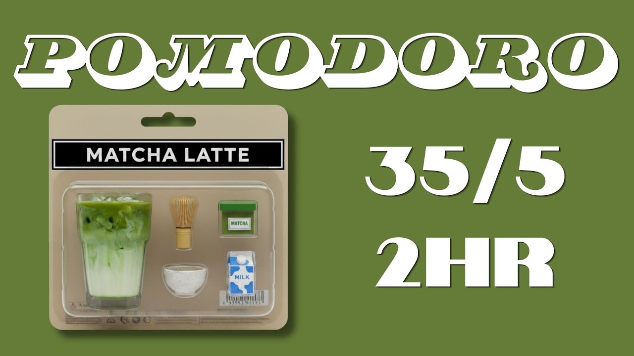 Pomodoro Timer 35/5 (3 Sets 2 Hours) | Chillhop Café Music | Iced Matcha Latte | Study With Me