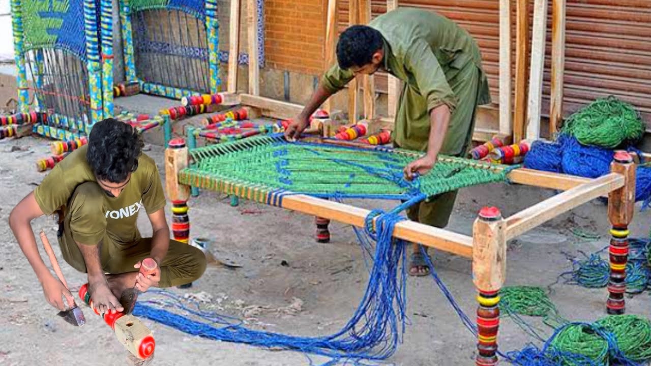 Traditional Wooden Charpai Bed Manufacturing Process in Pakistan | Handmade Craftsmanship